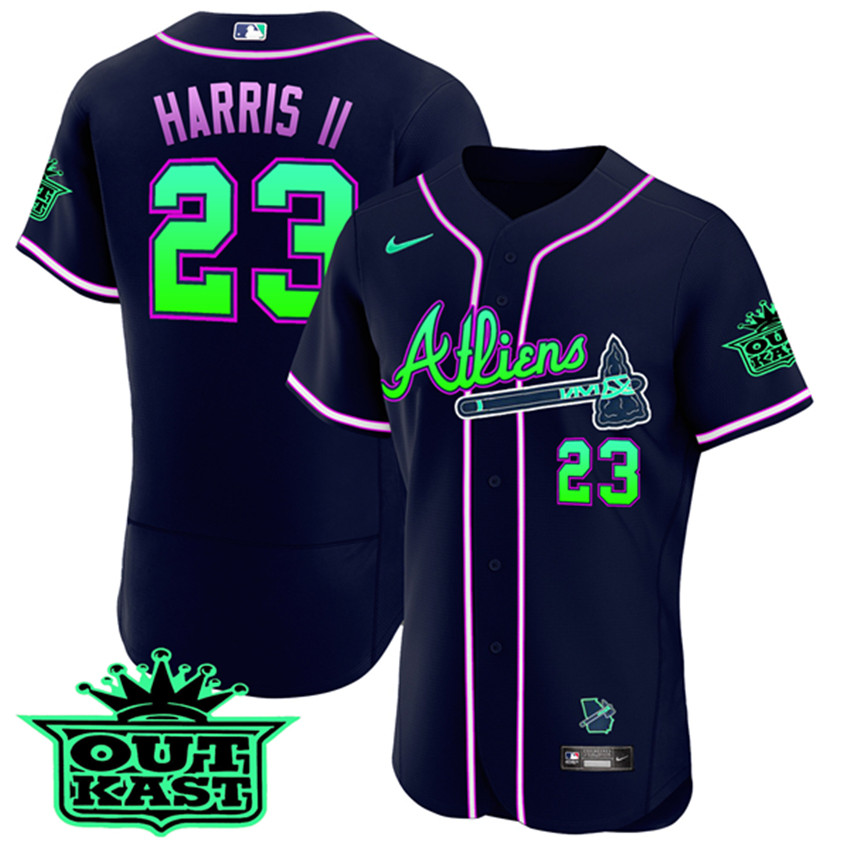 Men's Galaxy Atlanta Braves #23 Michael Harris II 2023 Flex Base Stitched Baseball Jersey